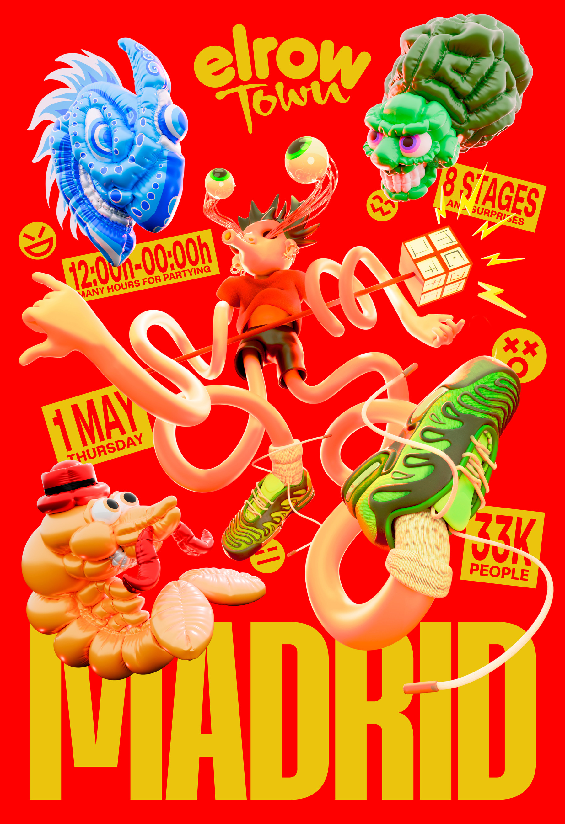 Elrow Town 2025 — graphic concept by Panedas Studio